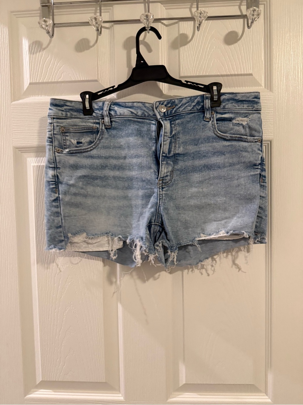 American Eagle Outfitters Light Blue Distressed Denim Shorts